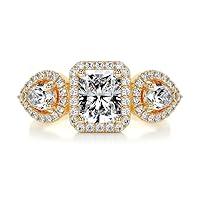 Algopix Similar Product 10 - 3 CT Radiant Cut Halo Engagement Ring