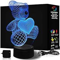 Algopix Similar Product 1 - Teddy Bear 3D Night Light 7 Color LED
