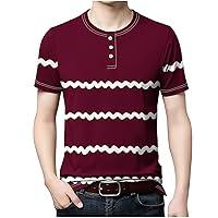 Algopix Similar Product 12 - Mens Striped Print Henley Shirt Short