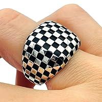 Algopix Similar Product 10 - Mens Handmade Silver Ring Checkers