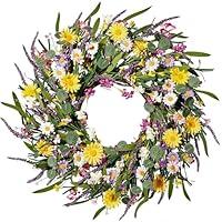 Algopix Similar Product 15 - Sggvecsy Daisy and Lavender Wreath 24