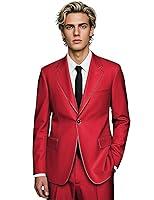 Algopix Similar Product 5 - HUUTOE Mens Red Suit 2 Piece Mens