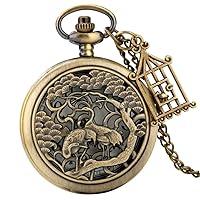 Algopix Similar Product 16 - MJIFEI Pocket Watch Bronze Crane Birds