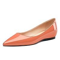 Algopix Similar Product 14 - AMBELIGHT Coral Pink Patent Comfy Flats