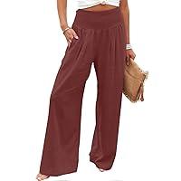 Algopix Similar Product 1 - Wide Leg Linen Pants for Women Elastic