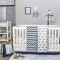 Algopix Similar Product 11 - Navy Chevron and Grey Elephant 4 Piece