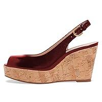 Algopix Similar Product 5 - FSJ Women Peep Toe High Heel Wedge