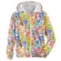 Algopix Similar Product 15 - Fanient Girls Cat Hoodies Full Zip