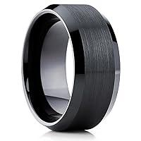 Algopix Similar Product 4 - 10mm Black Tungsten Wedding Ring Man 