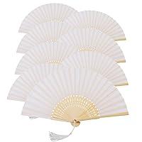 Algopix Similar Product 12 - Metable 8pcs Folding Fan White Silk
