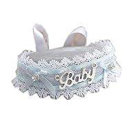 Algopix Similar Product 14 - Baby tag white lace baby blue bow