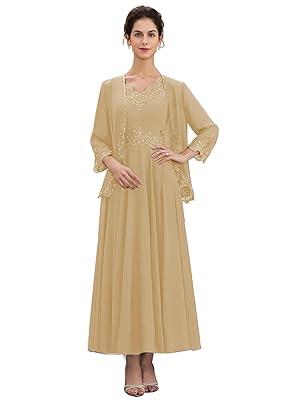 Best Deal for Champagne Two Piece Mother of The Bride Dresses Chiffon