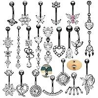 Algopix Similar Product 16 - 22Pcs Black Gold Belly Button Rings for