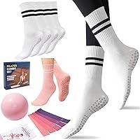 Algopix Similar Product 3 - 2 Pairs White Pilates Socks and 9 PSC