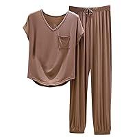 Algopix Similar Product 16 - Pajamas for Women Set Short Sleeve V