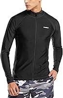 Algopix Similar Product 6 - TSLA Mens Long Sleeve Zip Rash Guard