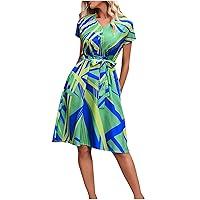 Algopix Similar Product 2 - Women Summer Dress Short Sleeve VNeck