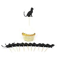 Algopix Similar Product 8 - Black Cat Cupcake Toppers Set of 12 
