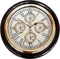 Algopix Similar Product 6 - Vintage Brass World Time Wooden Round