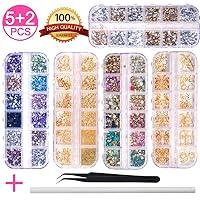 Algopix Similar Product 1 - 5 Boxes Nail Art Rhinestones Gold