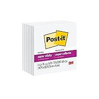 Post-it Super Sticky Notes, 3x3 in, 5 Pads, 2x The Sticking Power, White, Recyclable(654-5SSW)