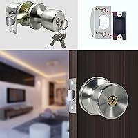 BESTTEN Keyed Entry Door Knob with Lock, Interior and Exterior Door Lock,  Standard Ball, Satin Nickel