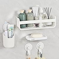 Sinminou Acrylic Shower Caddy Shelf 2- Pack of Traceless Adhesive Wall  Mounted, Clear Storage Rack for Shampoo Holder, Floating Acrylic Bathroom