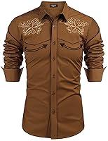 Algopix Similar Product 6 - COOFANDY Embroidered Western Shirts for