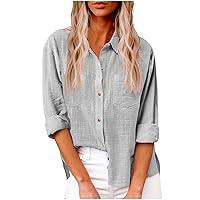 Algopix Similar Product 9 - Womens Cotton Linen Button Down Shirts