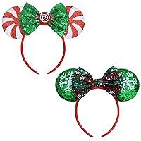 Algopix Similar Product 6 - Christmas Mouse Ears Headbands 2 PCS