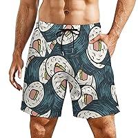 Algopix Similar Product 15 - Jeireumteor Mens Sushi Print Swim