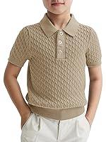 Algopix Similar Product 8 - Haloumoning Boys Cable Knit Polo Shirt