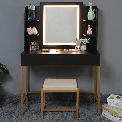 Makeup Vanity Table with Sliding Mirror & Drawers, Modern Dressing Desk  Table with Storage Cabinet&Shelves for Women Girls, White 