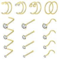 Algopix Similar Product 1 - 16pcs 20g Stainless Steel Nose Stud for