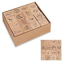 Algopix Similar Product 4 - Moon Wooden Rubber Stamps Set  16 PCS