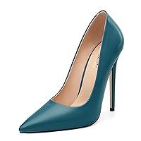 Algopix Similar Product 19 - KUOARN Teal Heels for Women Stiletto