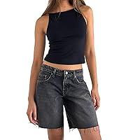 Algopix Similar Product 2 - Pivanzore Baggy Jean Shorts Women Y2k