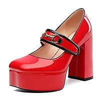 Algopix Similar Product 4 - MERRORI Red Mary Jane Shoes for Women