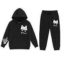Algopix Similar Product 2 - Girls Fashion Sweatsuits Cute Cat Print