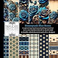 Algopix Similar Product 6 - Steampunk Blue Roses Scrapbook Paper