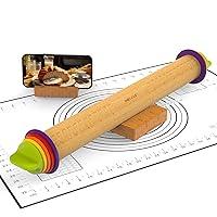 Algopix Similar Product 9 - Mepple Rolling Pin with Thickness Rings