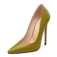 Algopix Similar Product 15 - KUOARN Olive Heels for Women Stiletto