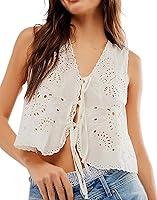 Algopix Similar Product 10 - Aonoapll Women Eyelet Embroidery Vest