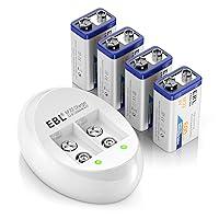 Algopix Similar Product 3 - EBL 4Pack 9V Batteries Liion 9 Volt