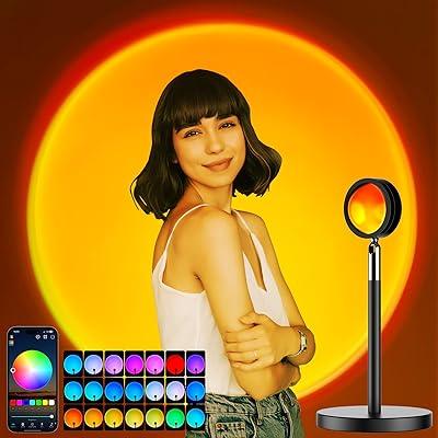 Sunset Lamp Projector, Sunset Lamp for Bedroom with APP and Remote Control,  16 Colors RGB Changing 180° Adjustable Height Rotate Night Rainbow Light