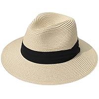 Algopix Similar Product 18 - Lanzom Women Wide Brim Straw Panama