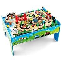 Algopix Similar Product 7 - INFANS Train Table 80 Pieces Wooden