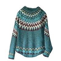 Algopix Similar Product 14 - Womens Knitted Fair Isle Print Retro