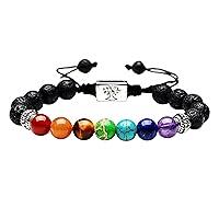 Algopix Similar Product 4 - Black Lava 7 Chakra Bracelet Real Stone