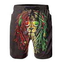 Algopix Similar Product 10 - YPTBST Mens Reggae Rasta Lion Swim